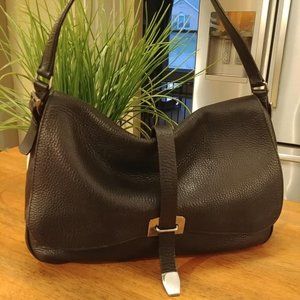 AUTH PRADA black pebbled leather MESSENGER shoulder bag RARE and GORGEOUS!